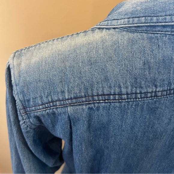 Ralph Lauren Women’s Denim Dress Size 10 VINTAGE Button Front Shoulder Pads 80’s - Picture 9 of 15